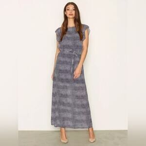 MICHAEL MICHAEL KORS Blue Zephyr Reptile Print Maxi Dress Size L